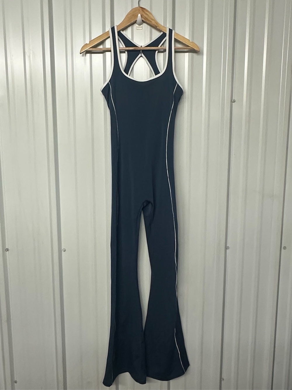 Fitness Yoga Jumpsuit Open Back Flare Leg Workout Gym Fitness